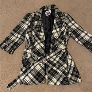 Green/Black Flannel Peacoat